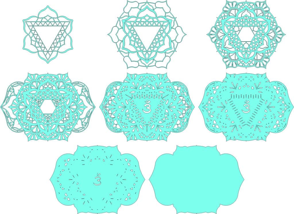 8 mandalas — vector para corte CNC