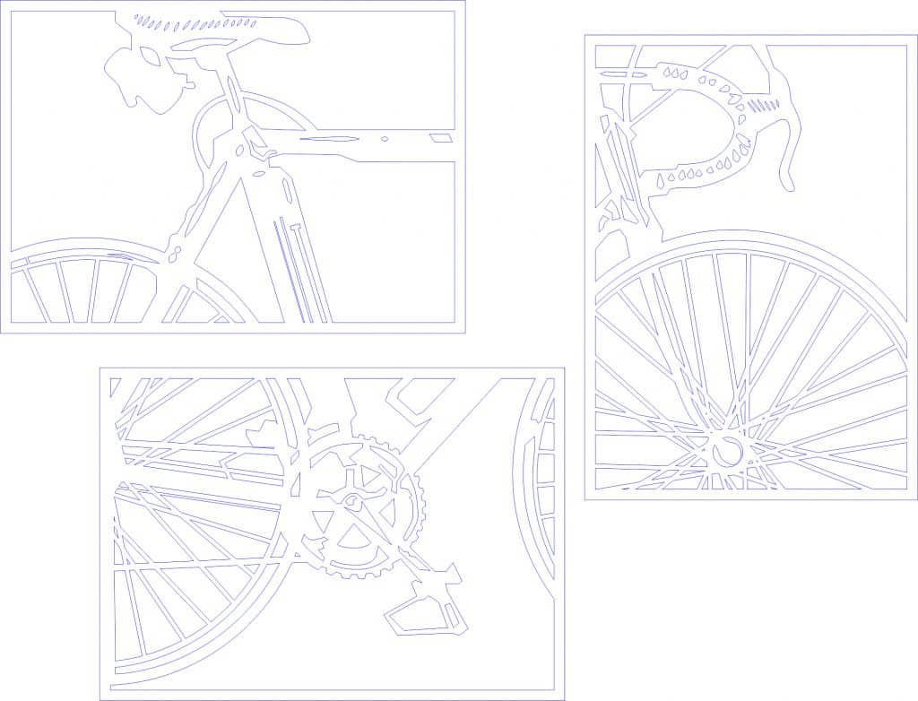 Tríptico de pared «Bicicleta» — vector para corte CNC