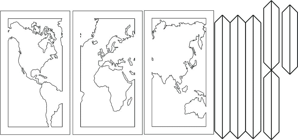Tríptico decorativo «Mapamundi»