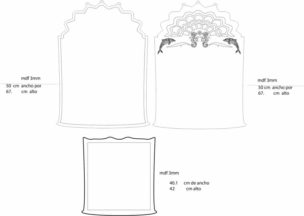 Espejo «Delfines» — vector para corte CNC