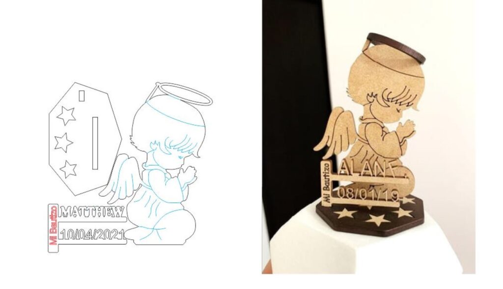 Decoración de Ángel rezando — vector para corte CNC