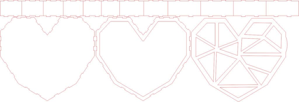 Caja de corazón geométrico — vector para corte CNC