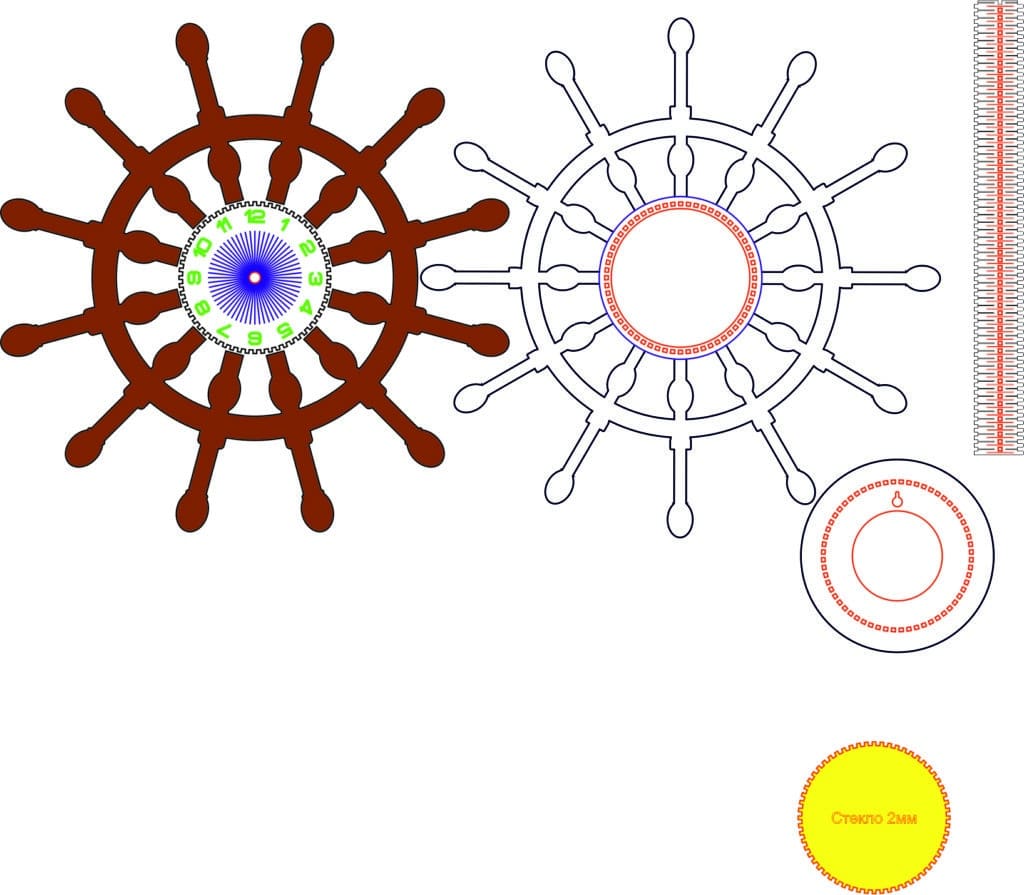 Reloj «Timón» — vector para corte CNC