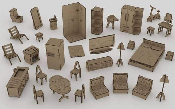 Set completo de muebles para muñecas