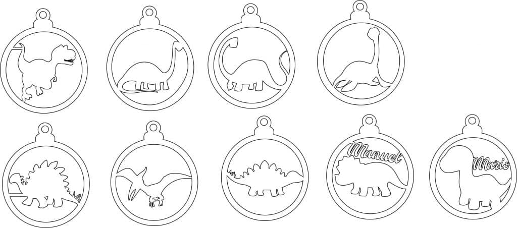Esferas de dinosaurios — vector para corte CNC