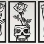 Tríptico "Macetas de calaveras" - Vector descarganle para corte CNC y grabado laser gratis | Stanser