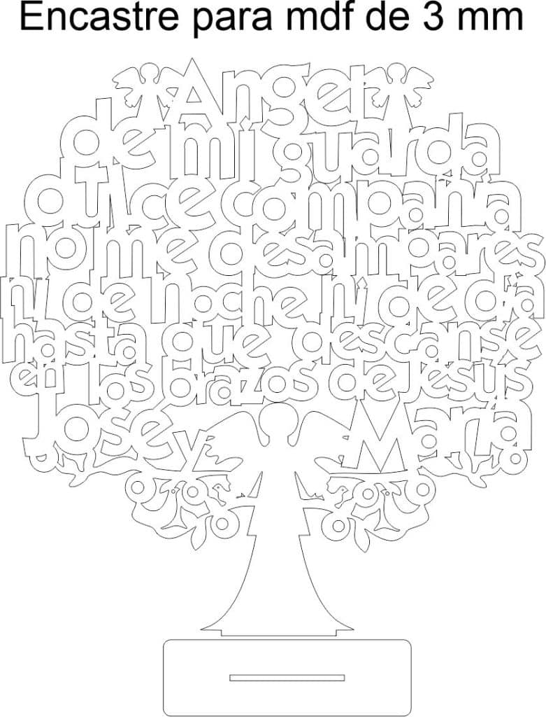 Árbol «Ángel de la guarda» — vector para corte CNC