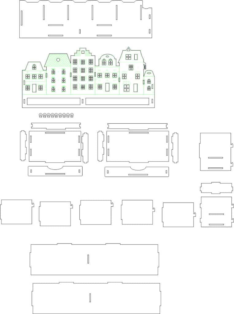 Organizador «Edificios» — vector para corte CNC