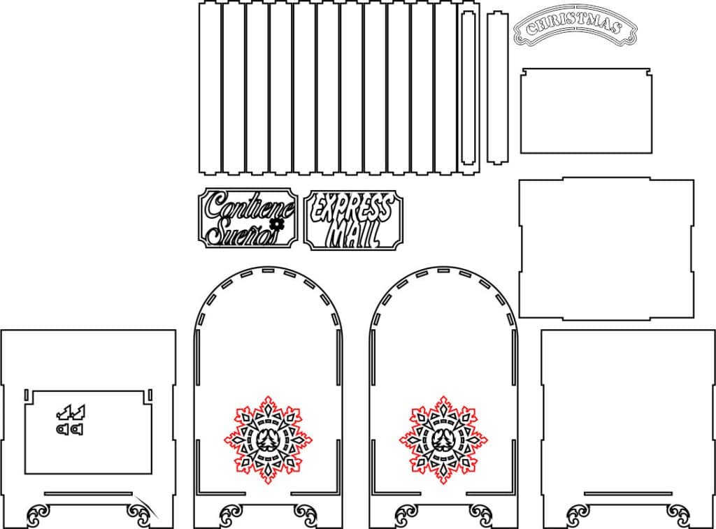 Buzón navideño — vector para corte CNC