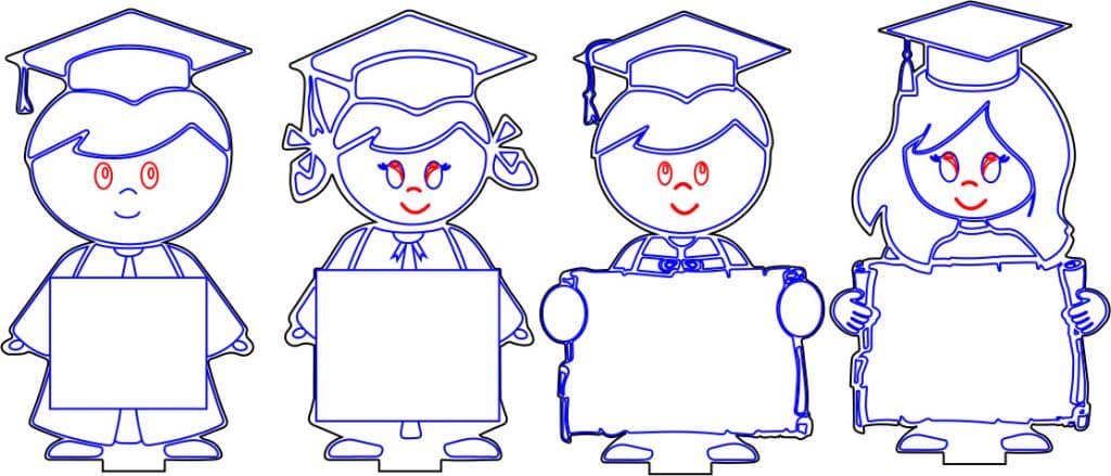 Niños graduados — vector para corte CNC