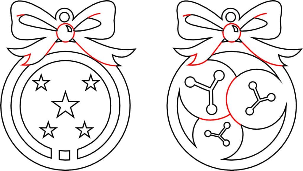 Par de esferas navideñas 1 — vector para corte CNC