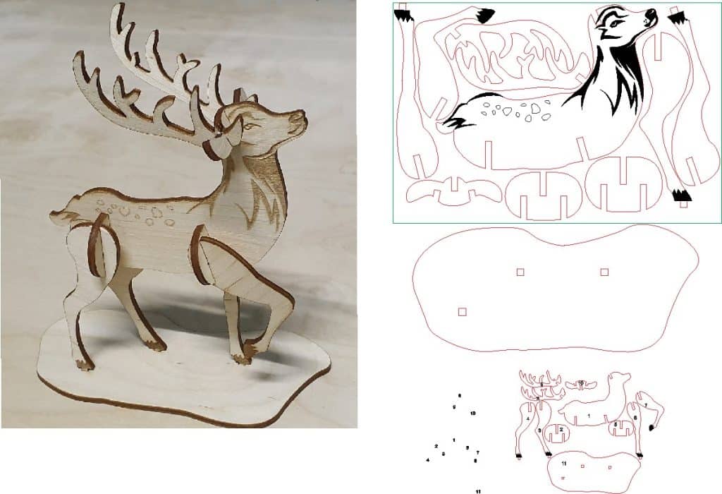 Reno armable — vector para corte CNC