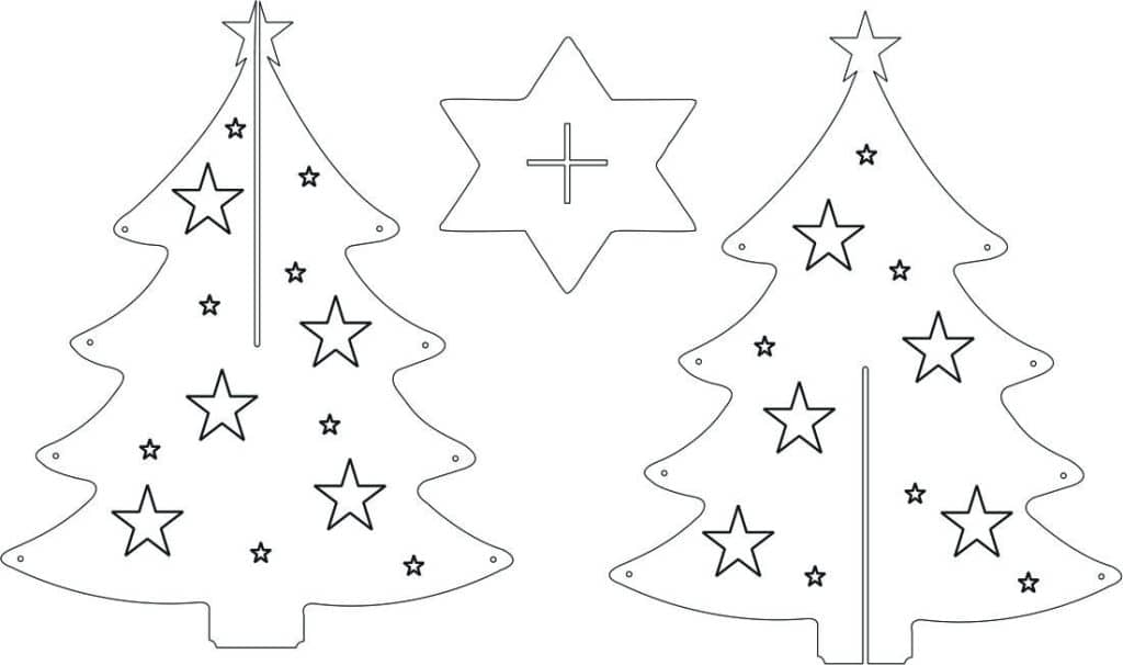 Pino navideño con estrellas — vector para corte CNC