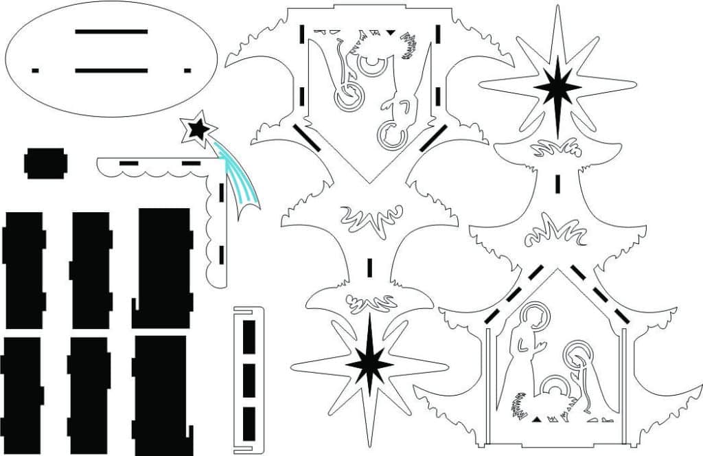 Pino con nacimiento — vector para corte CNC