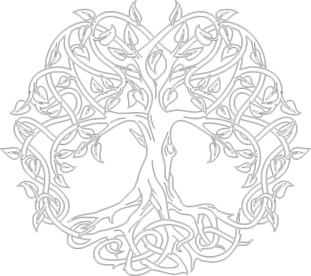 Árbol de la vida con raíces — vector para corte CNC