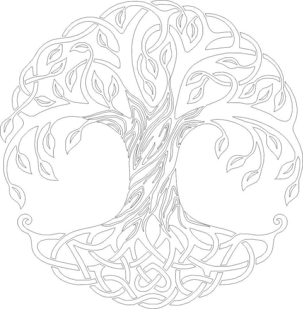 Árbol de la vida con raíces 2 — vector para corte CNC