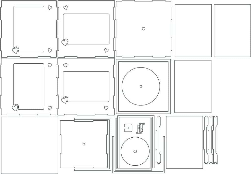 Caja giratoria para fotos — vector para corte CNC