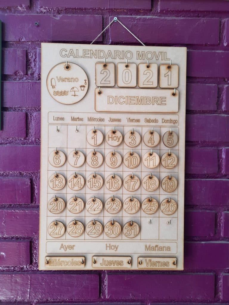 Calendario móvil — vector para corte CNC