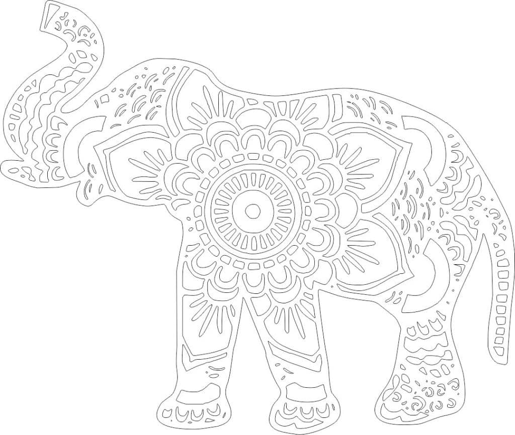 Elefante hindú 2 — vector para corte CNC