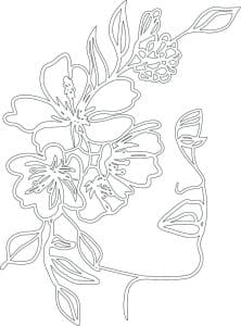 Perfil humano y flores