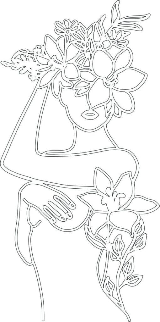 Cuerpo entre flores — vector para corte CNC