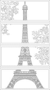 Set vertical de cuadros «Eiffel»