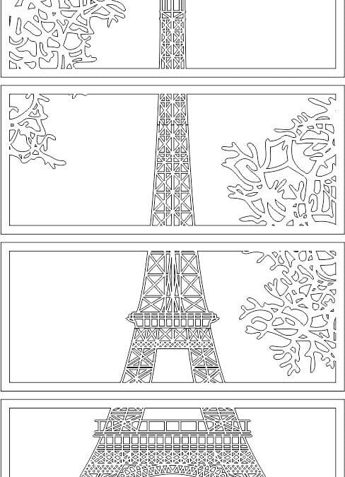 Set vertical de cuadros «Eiffel»