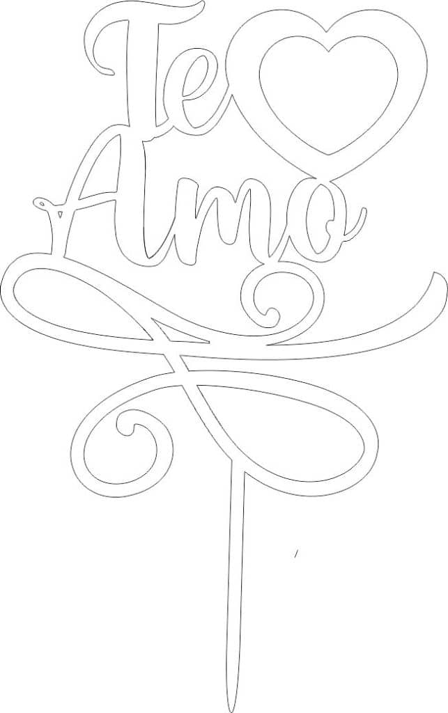 Cake topper «Te amo» — vector para corte CNC