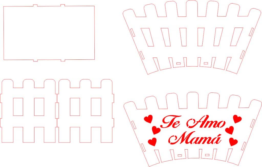 Caja «Te amo mamá» — vector para corte CNC