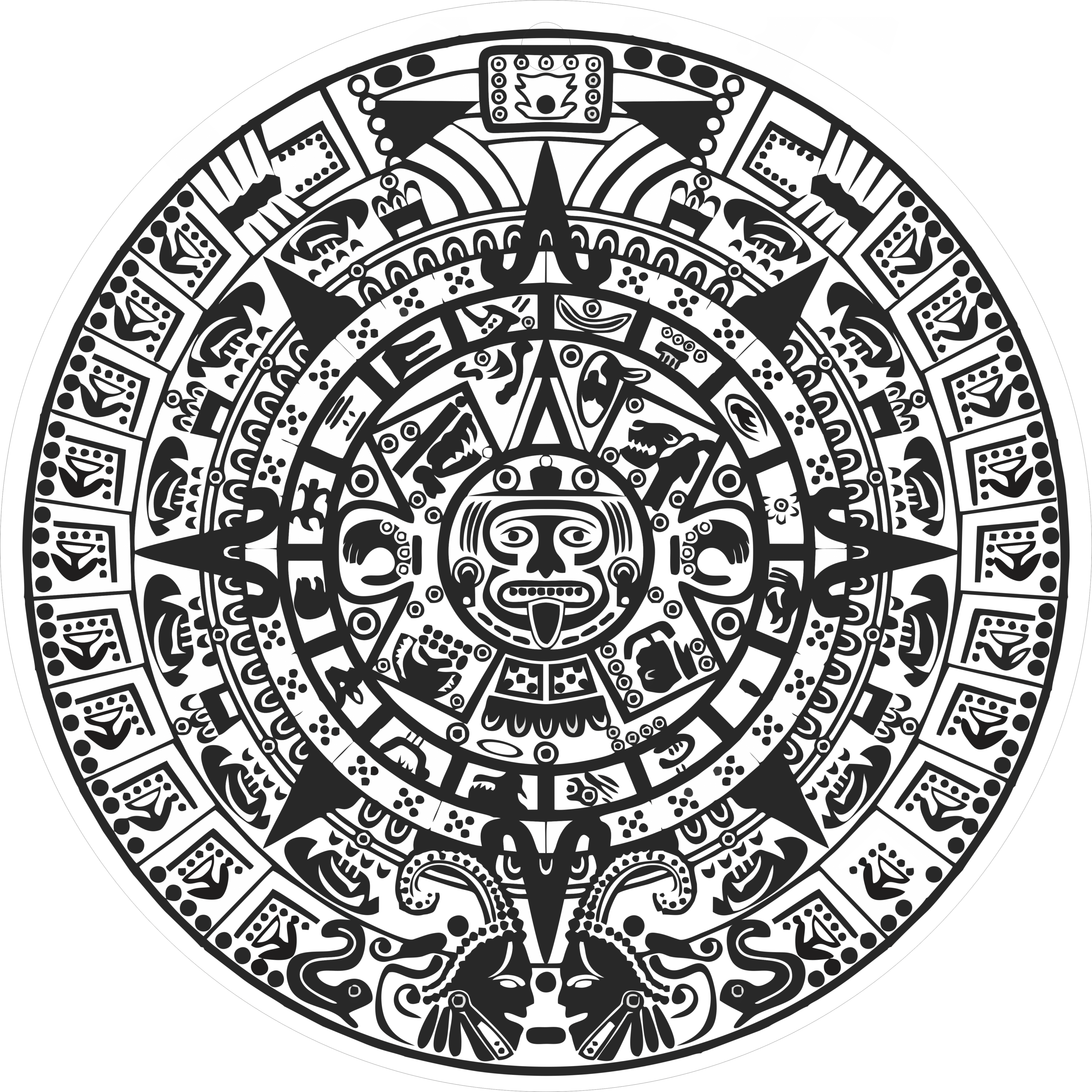 Vector descargable para reproducir un adorno en forma de calendario Azteca