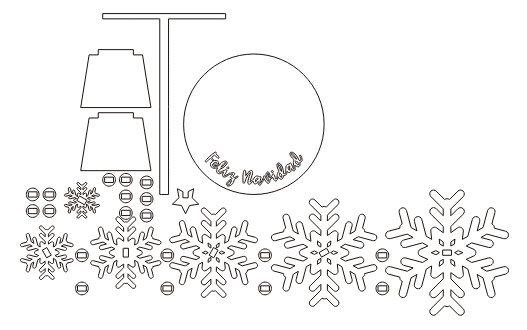 VECTOR GRATIS PARA CNC ÁRBOL CON COPOS DE NIEVE