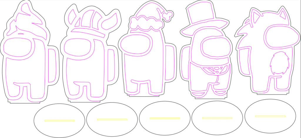 Figuras videojuego AMONG US — vector para corte CNC