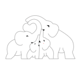 Te compartimos un vector descargable para reproducir una familia de 3 elefantes.