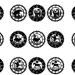 vector descargable para reproducir 20 relojes calados con formas de animales. Utiliza máquina de corte CNC