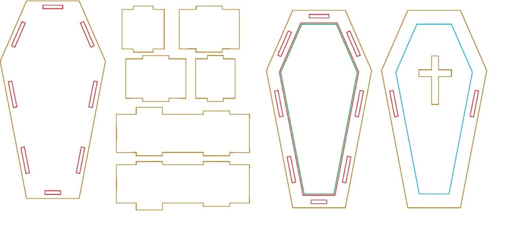 Ataúd con cruz — vector para corte CNC