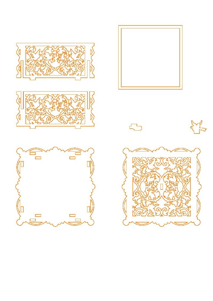 Alhajero cuadrado de tapa calada — vector para corte CNC