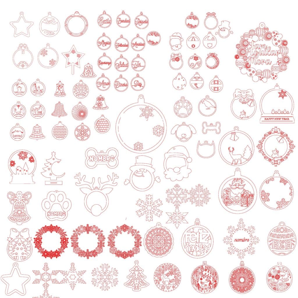Megapack de esferas navideñas — vector para corte CNC