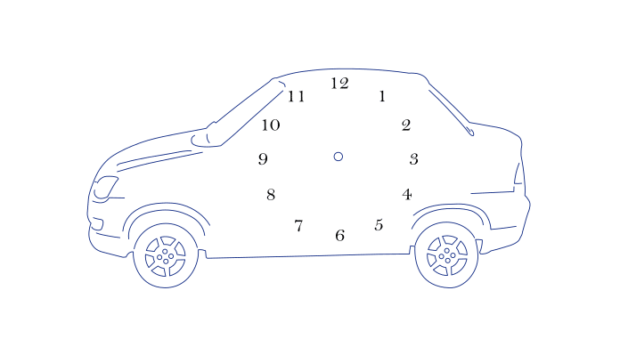 Vector descargable para reproducir un reloj con forma de auto. Utiliza máquina de corte CNC para la realización de este proyecto.