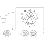 Vector descargable para reproducir un reloj de pared con forma de camión. Utiliza máquina de corte CNC para la realización de este proyecto.