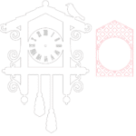 vector descargable para reproducir un reloj cucú de pared. Utiliza máquina de corte CNC para la realización de este proyecto.