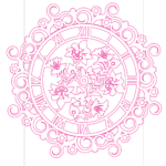 Vector descargable para reproducir un reloj de pared garigoleado. Utiliza máquina de corte CNC para la realización de este proyecto.