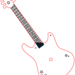 vector descargable para reproducir un reloj en forma de guitarra. Utiliza máquina de corte CNC para la realización de este proyecto