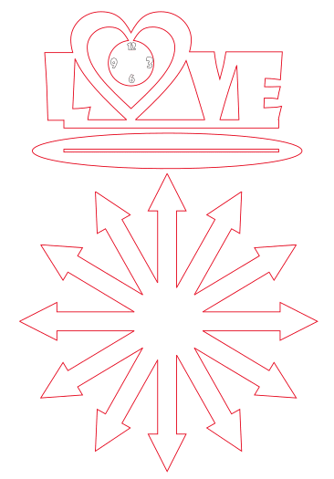 Vector descargable para reproducir un reloj con la palabra LOVE. Utiliza máquina de corte CNC para la realización de este proyecto.