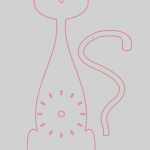 Vector descargable para reproducir un reloj de pared con forma de gatito. Utiliza máquina de corte CNC para la realización de este proyecto.