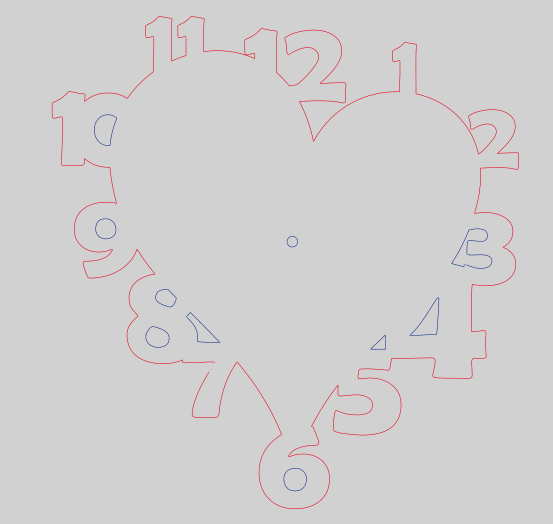 Vector descargable para reproducir un reloj de pared en forma de corazón. Utiliza máquina de corte CNC para la realización de este proyecto.