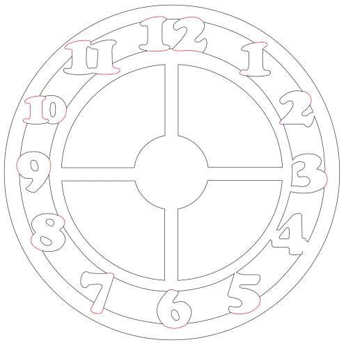 Vector descargable para reproducir reloj de pared circular. Utiliza máquina de corte CNC para la realización de este proyecto.