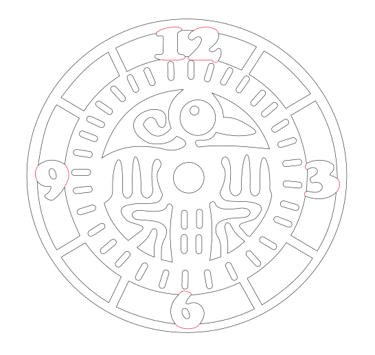 Vector descargable para reproducir un reloj de pared circular. Utiliza máquina de corte CNC para la realización de este proyecto.