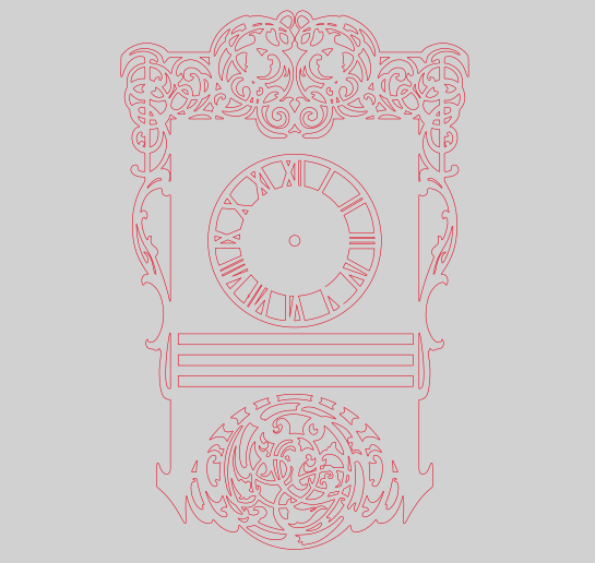 Vector descargable para reproducir un reloj de pared antiguo. Utiliza máquina de corte CNC para la realización de este proyecto.