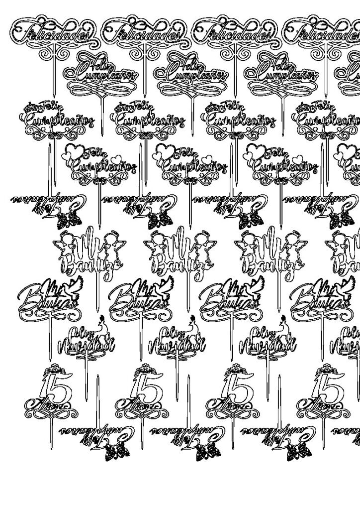 Galería de cake toppers — vector para corte CNC