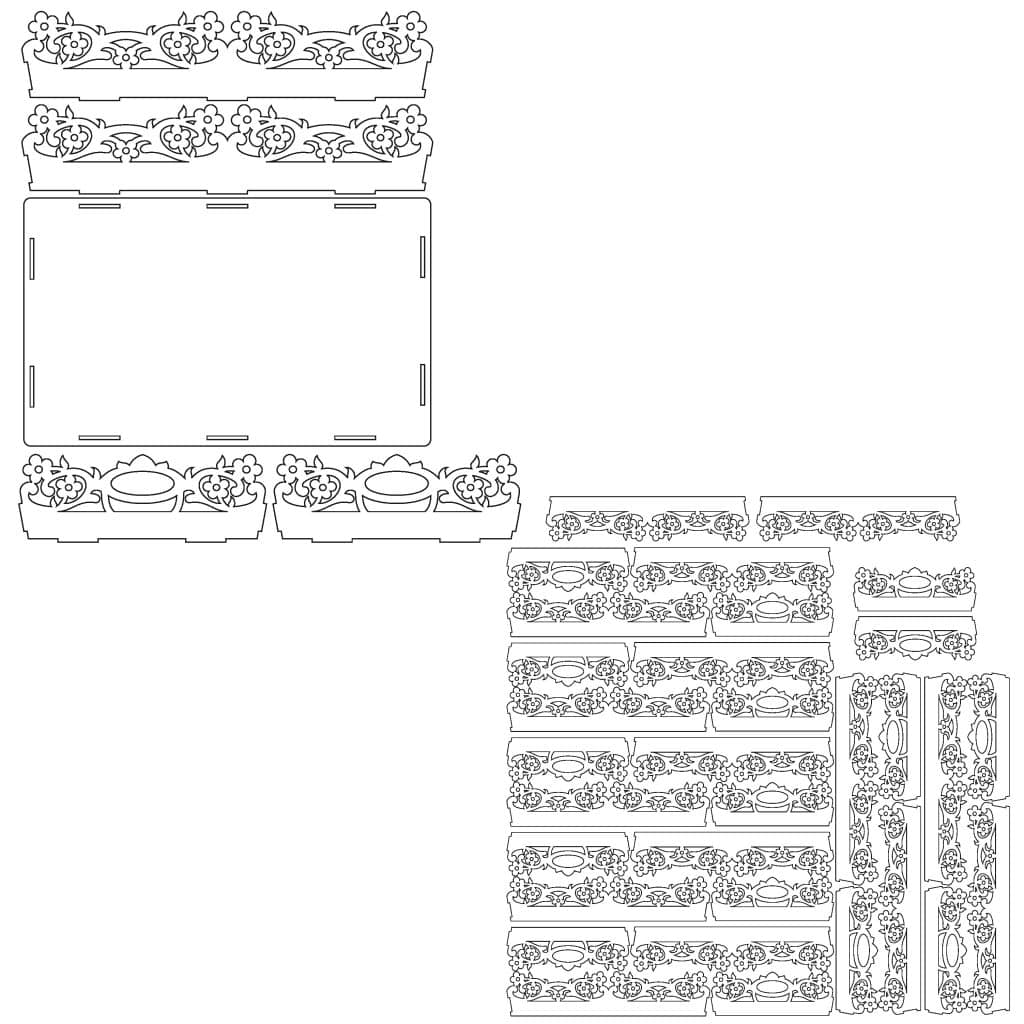 Bandeja 31x20cm de flores — vector para corte CNC